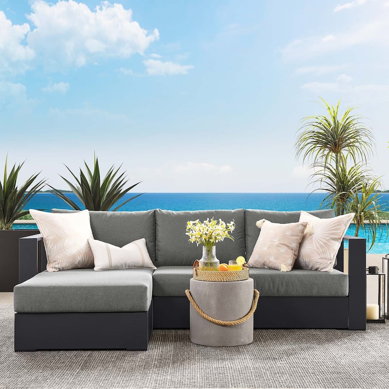 Tahoe Patio Aluminum 2-Piece Left-Facing Chaise Sectional Sofa Set - Charcoal