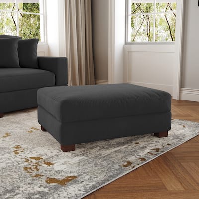 Modern Rectangle Oversized Stripe Corduroy Ottoman
