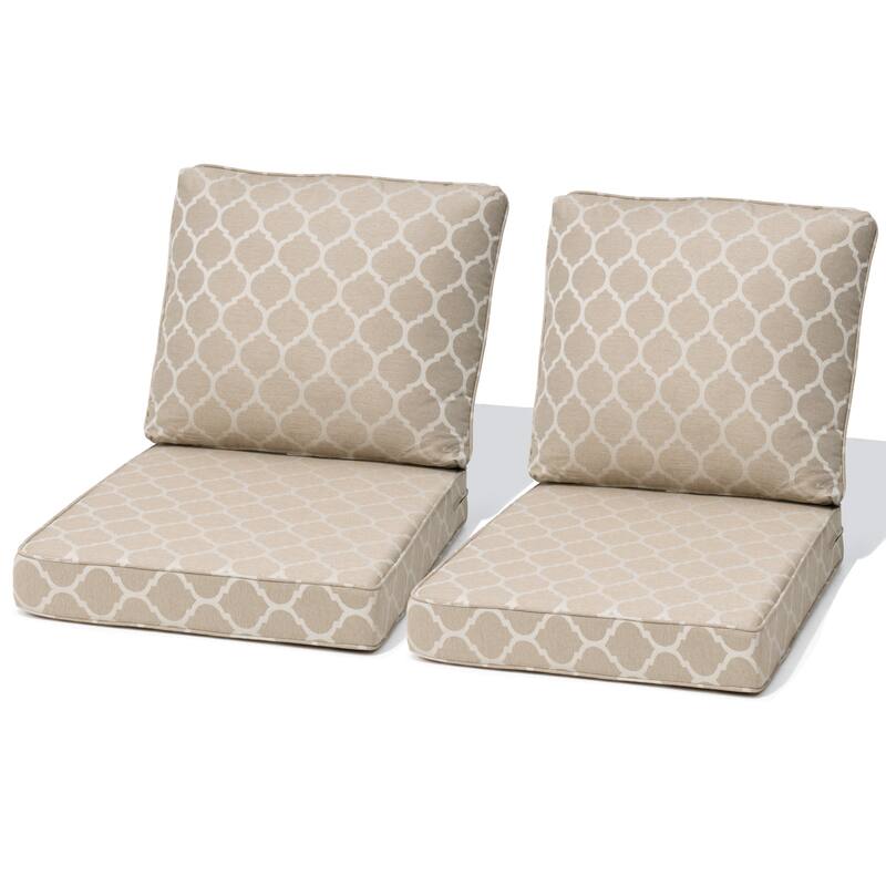 27.6 in W * 24.4 in D Outdoor Patio Deep Seat Cushion Chair Set - TOFFEE TRELLIS - 2PC