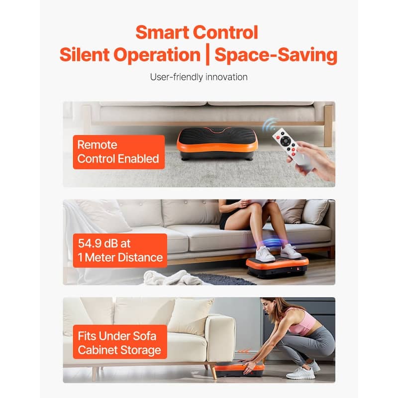 99 Speed Levels Remote Control, Low-Noise Full-Body Workout Platform with Resistance Bands - Medium