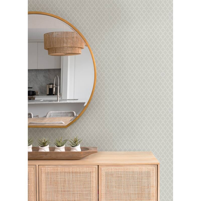 A-Street Prints Trevor Grey Leaf Trellis Wallpaper