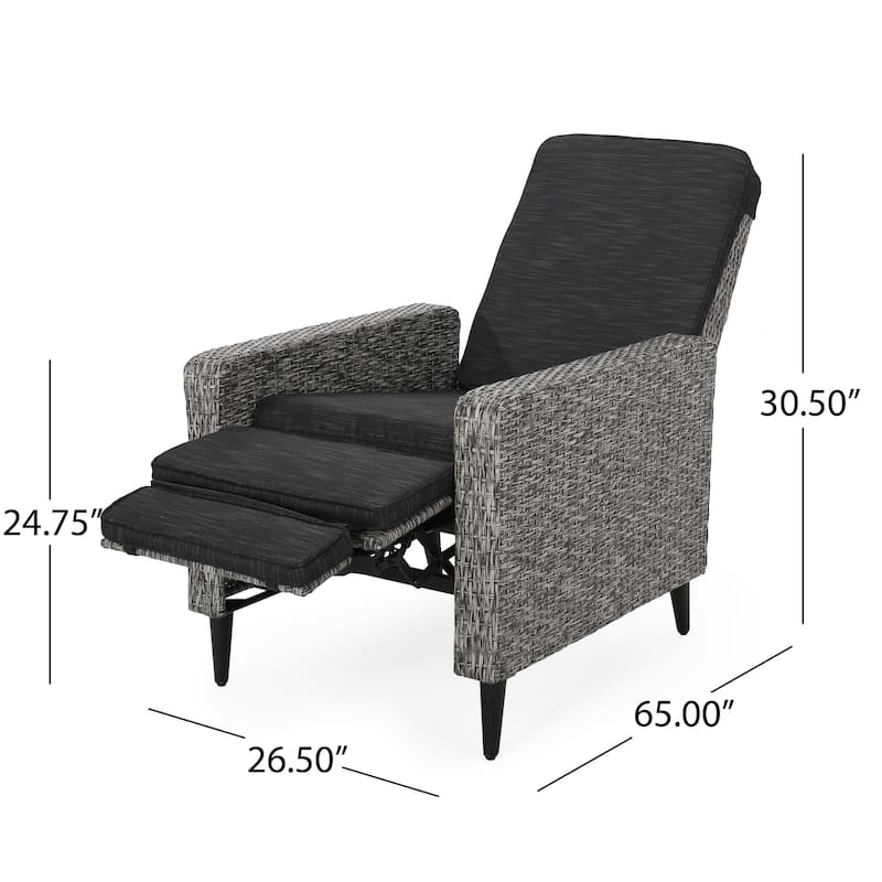 Murdock Outdoor Wicker Outdoor Recliner with Cushion by Christopher Knight Home