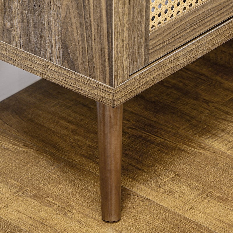 Sideboard Buffet Cabinet with Rattan Doors, Brown