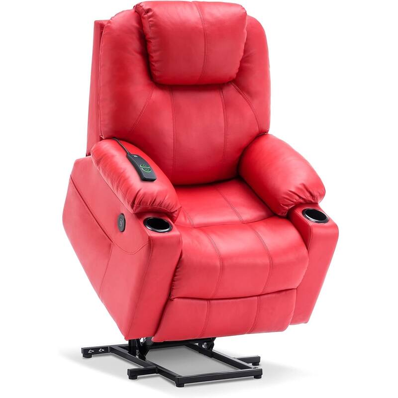 MCombo Electric Power Lift Recliner Chair Sofa with Massage and Heat, 3 Positions, USB Ports, Faux Leather 7040