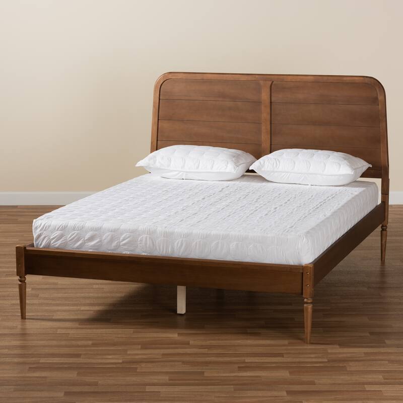 Kassidy Classic and Traditional Wood Platform Bed-Walnut Brown