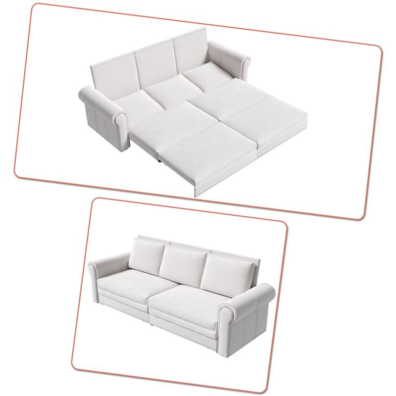 Classic Elegant Convertible Upholstered Sofa Sleeper Sofa with Pull Out Bed