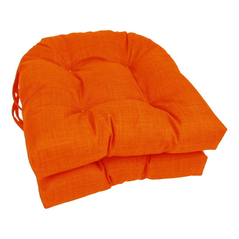 16-inch U-shaped Indoor/ Outdoor Chair Cushion (Set of 2) - 16" x 16" - Tangerine Dream