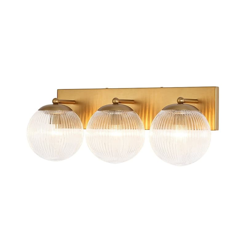 Glam 3-Light Dew-like Ribbed Glass Globe Vanity Light - 22.1 in