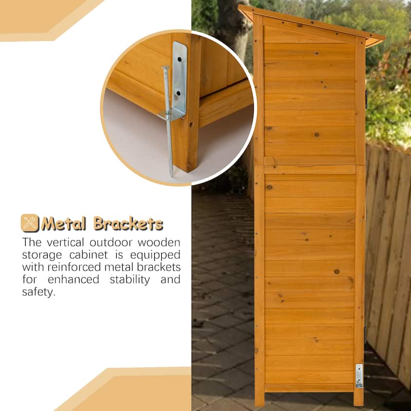 56"L x 19.5"W x 64"H Outdoor Storage Shed with Lockable Door, Wooden Tool Storage Shed w/Detachable Shelves & Pitch Roof,Gray