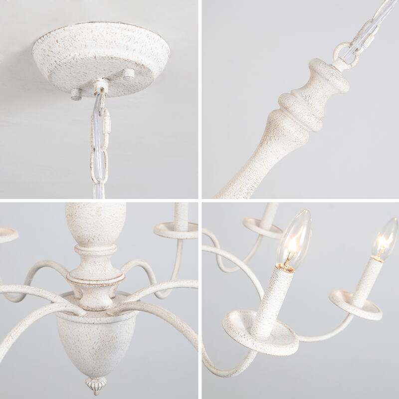 6-Light Rustic Farmhouse Chandelier Light for Bedroom Foyer Living Room