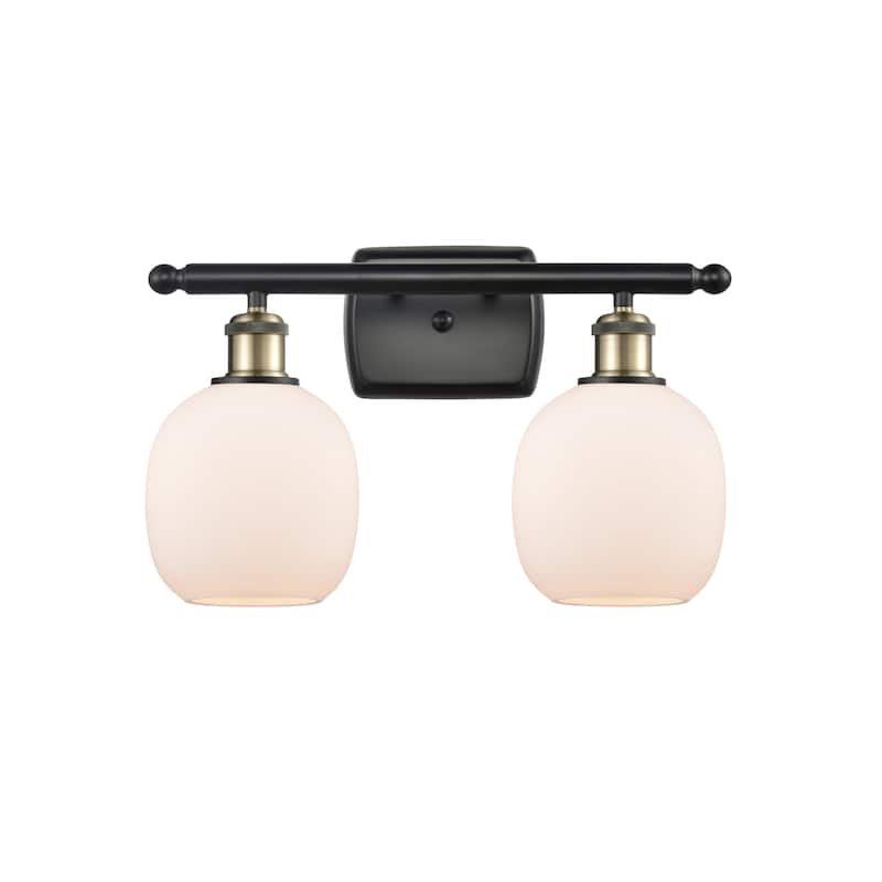 Innovations Lighting Belfast 2 Light 16" Wide Bathroom Vanity Light - Black Antique Brass / Matte White