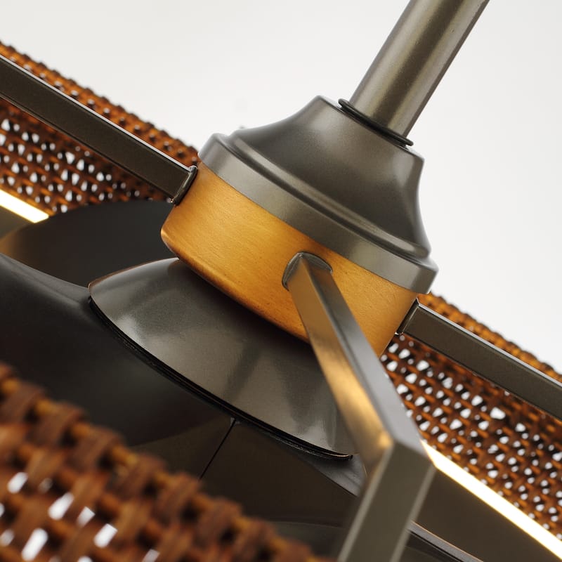 33" Coastal Rattan Fandelier Bladeless LED Ceiling Fan with Light and Remote