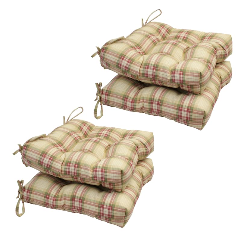 16-inch Square Back Tufted Indoor Chair Cushion (Set of 2, 4, or 6, Multiple Fabrics) - 16 x 16