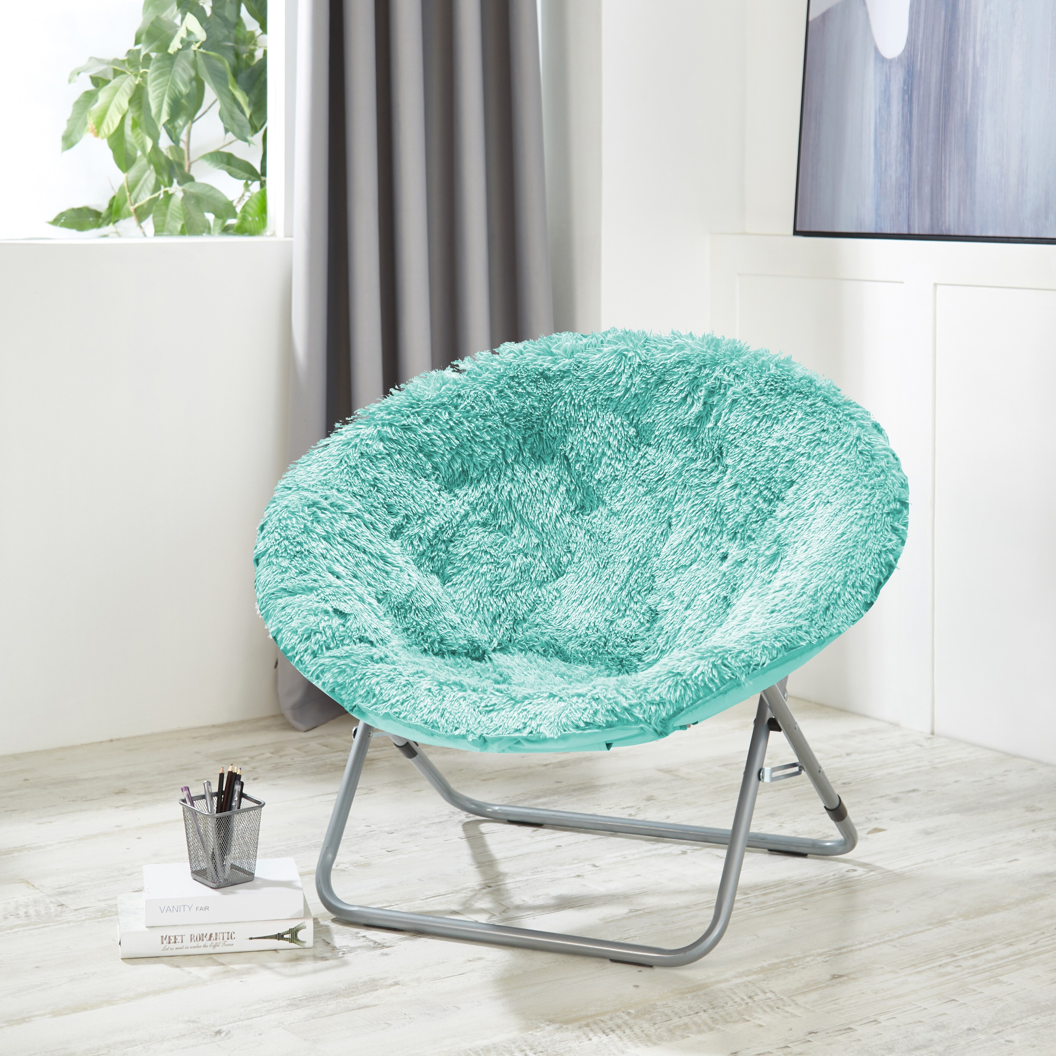 Mongolian Faux Fur Oversized Moon Chair, Black Bed Bath Beyond