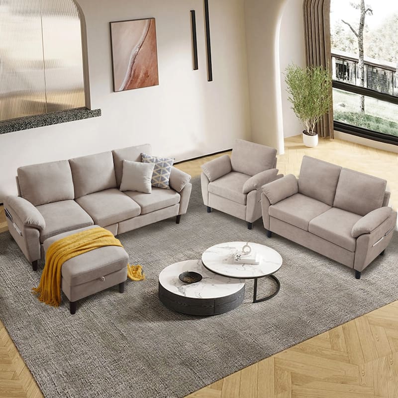 4-Piece Living Room Sectional Sofa Set with Loveseat and Chair