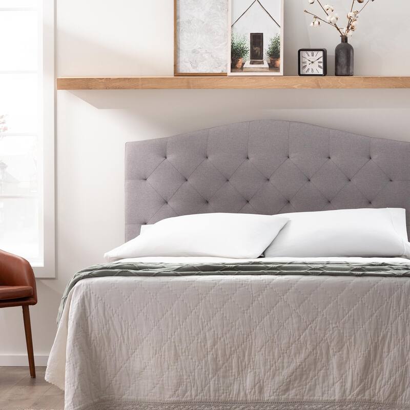 Brookside Liza Upholstered Curved and Scoop-Edge Headboards - Stone-Curved - Full