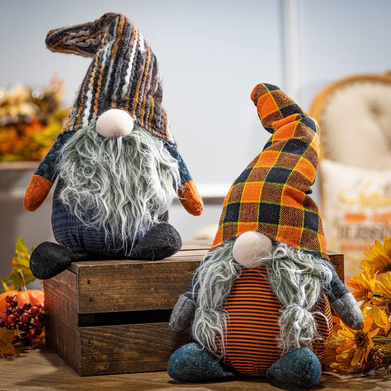 Set of 2 12in Plush Halloween Gnome Figurines