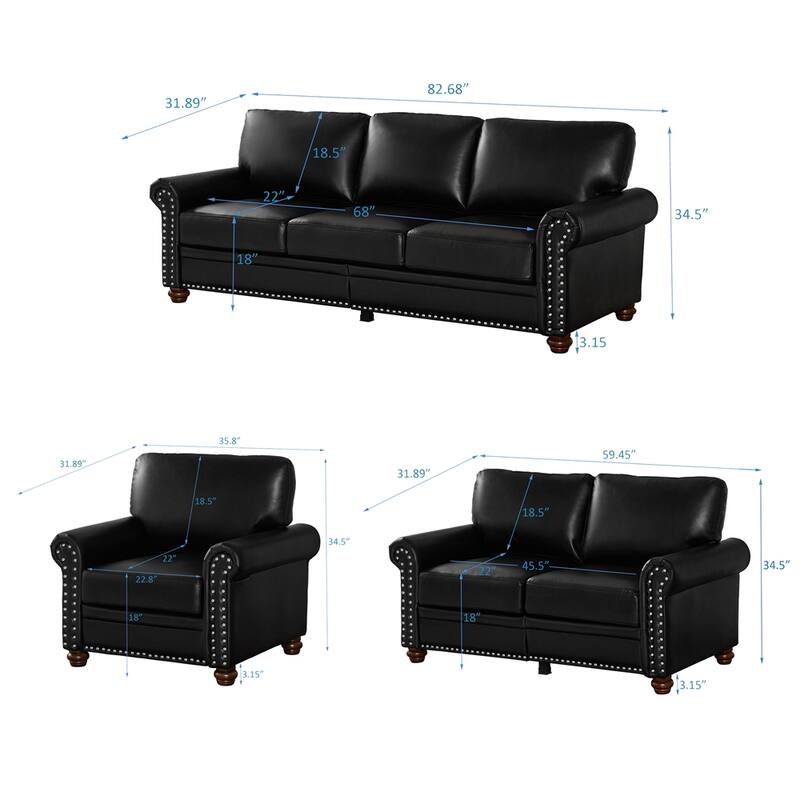 Living Room Sofa with Storage Sofa 1+2+3 Sectional,Faux Leather