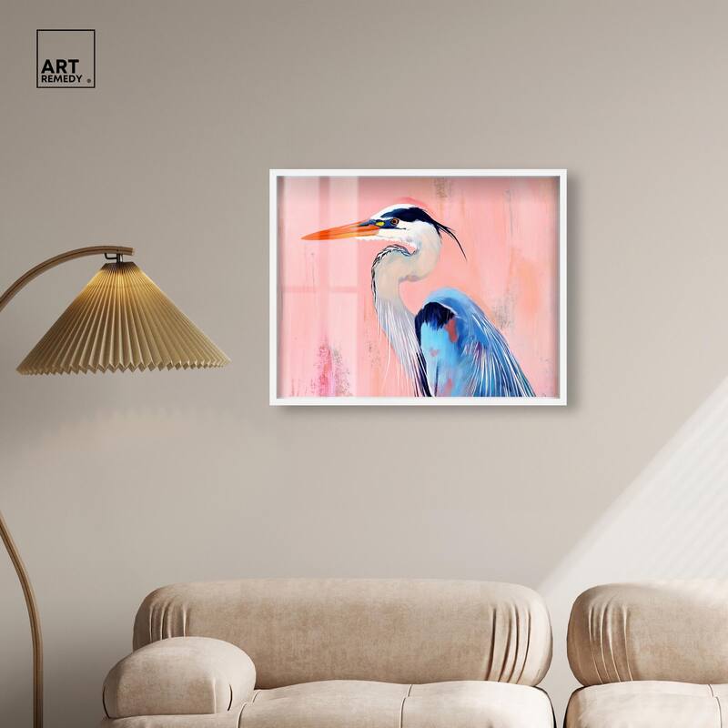 Rosy Dawn Heron Shadowbox by Art Remedy