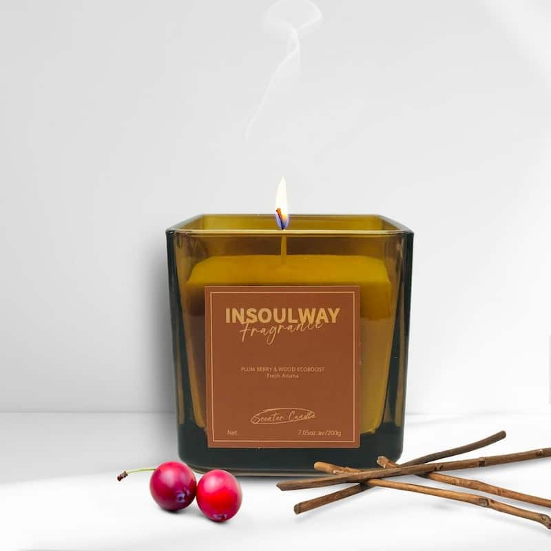 8 oz Plum and Wood Fancy Candle in Glass Jar
