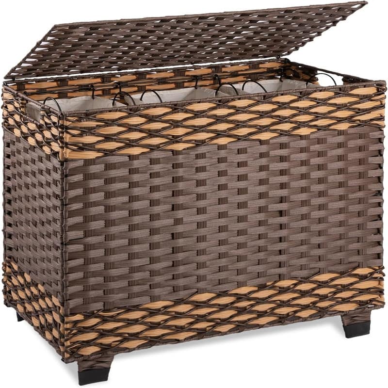 Laundry Hamper with Lid - 26.7"L x 13"W x 26"H - 26.7"L x 13"W x 26"H - Brown
