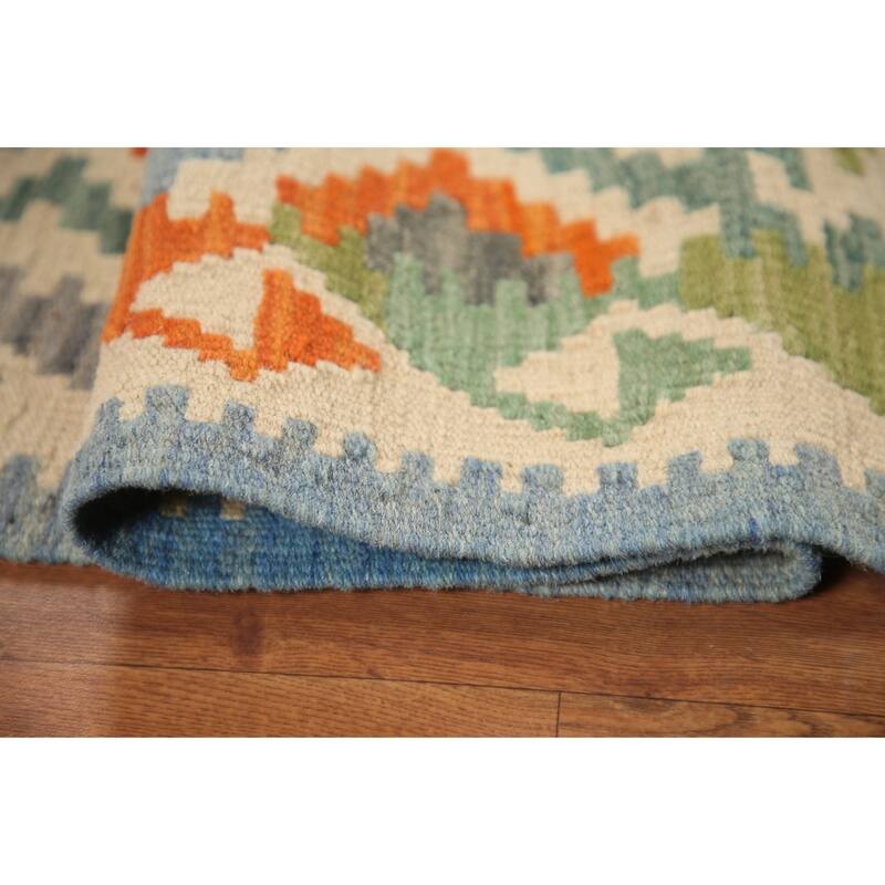 Hand Woven Oriental 100% Wool Carpet Southwestern Geometric Multi-Colored Kilim Area Rug - 6' 3'' X 5' 0''