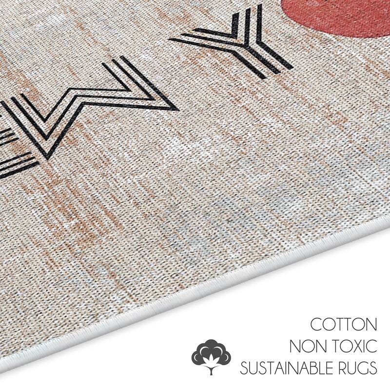 US States Design Non Skid Washable Kitchen Runner Rugs Set of 2 - Set of 44 x 24 and 31.5 x 20 Inches Low Pile Floor Mats
