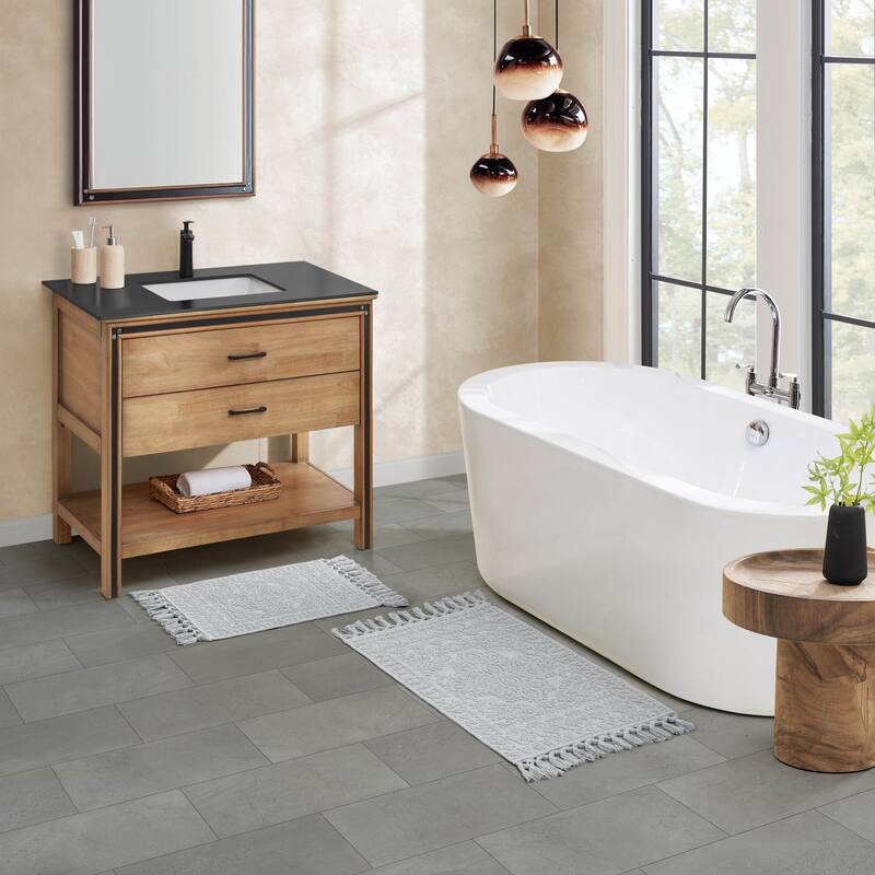 French Connection Nellore Fringe Cotton Bath Rug