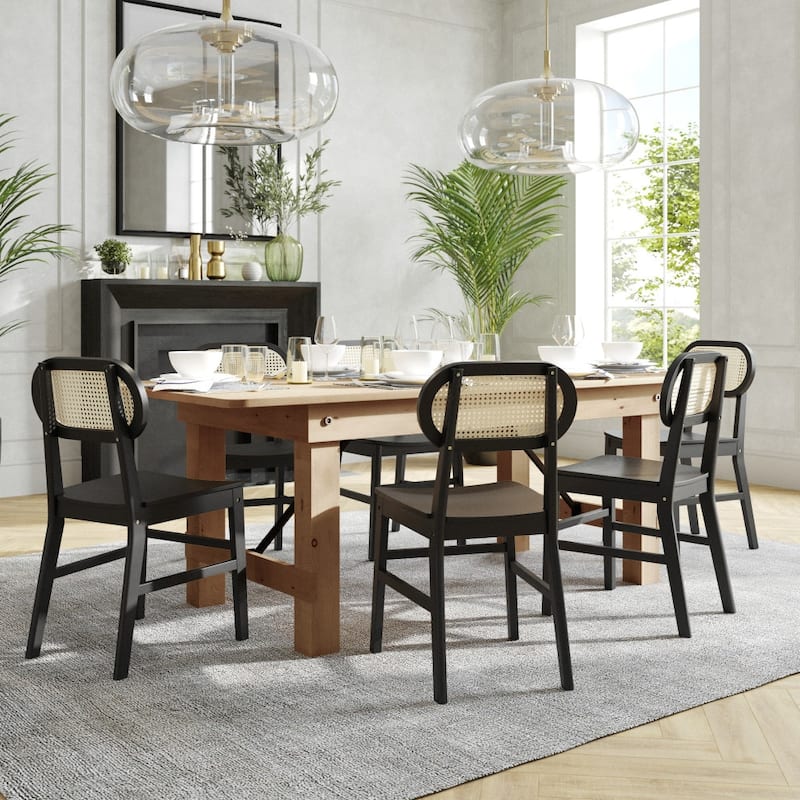 Commercial Cane Rattan Event Chair with Wood Back and Seat