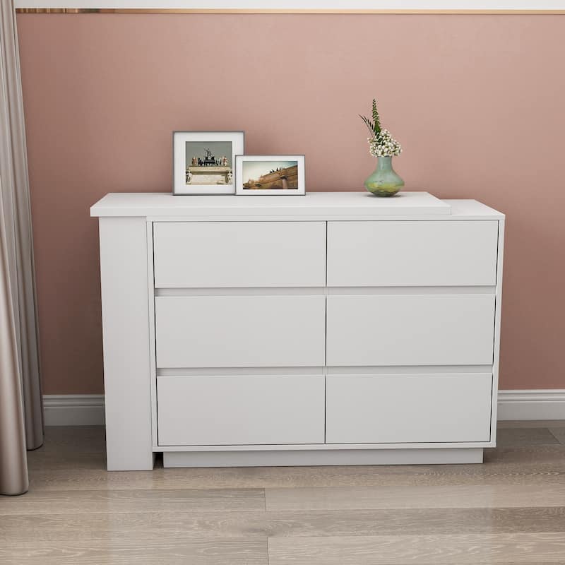L Shaped Computer Desk with Drawers, Reversible Storage Cabinet, Modern Corner Office Desk for Home Office Study