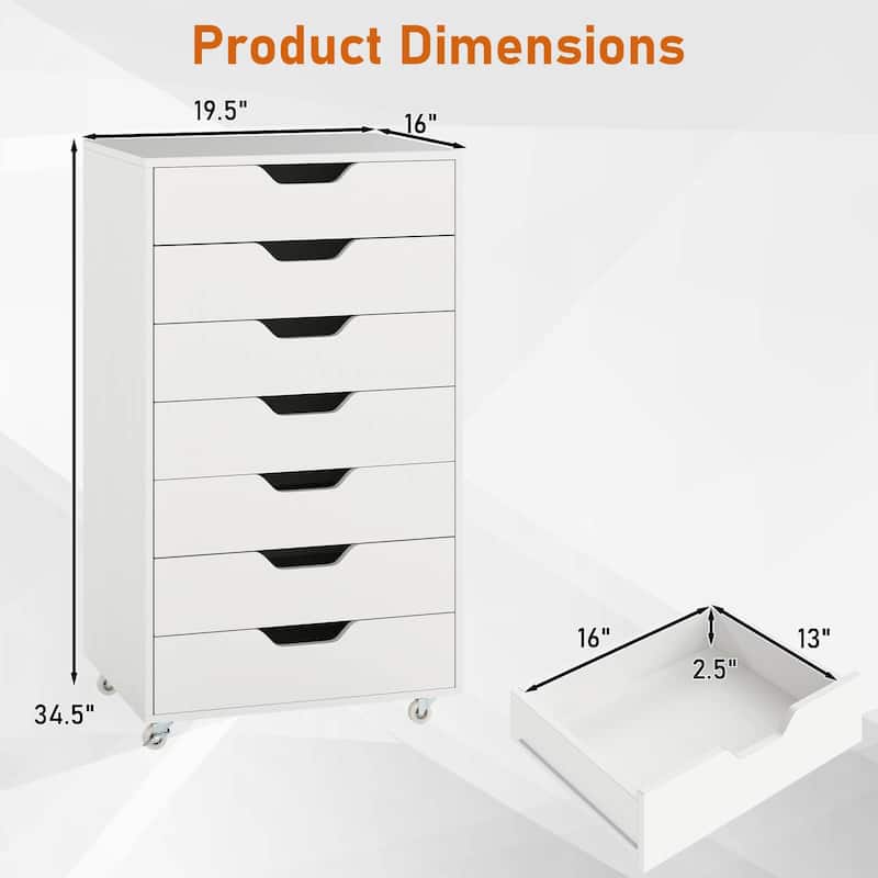 Costway 7-Drawer Chest Mobile File Cabinet Vertical Filing Organizer - See Details