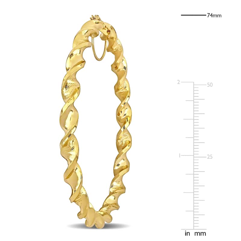 Miadora 74mm Twisted Hoop Earrings in 14k Yellow Gold