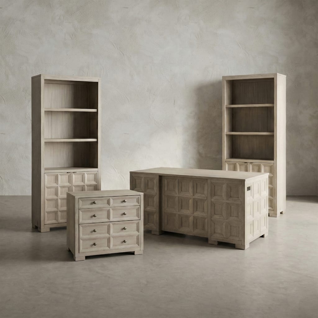 Furniture of America Durem Modern Tawny Brown Executive Desk with 2 Bookcases and File Cabinet Set