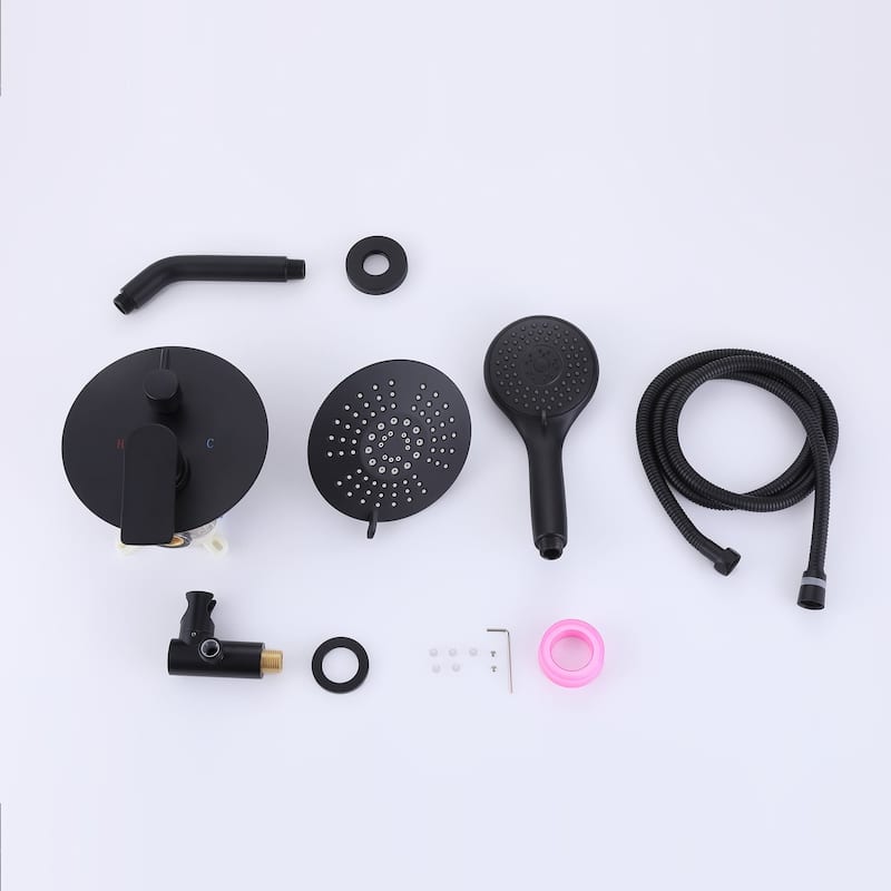 Wall Mount Shower Faucet With Hand Shower, Matte Black Shower System Sets for Bathroom Rainfall Shower Head With Rough-in Valve