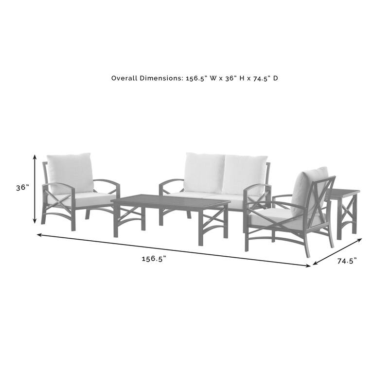 Crosley Kaplan 5Pc Outdoor Loveseat Patio Furniture Set - 156.5"W x 74.5"D x 36"H