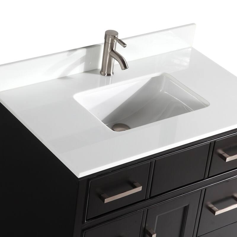 Vanity Art 36" Single Sink Bathroom Vanity Set with Engineered Marble Top and Free Mirror