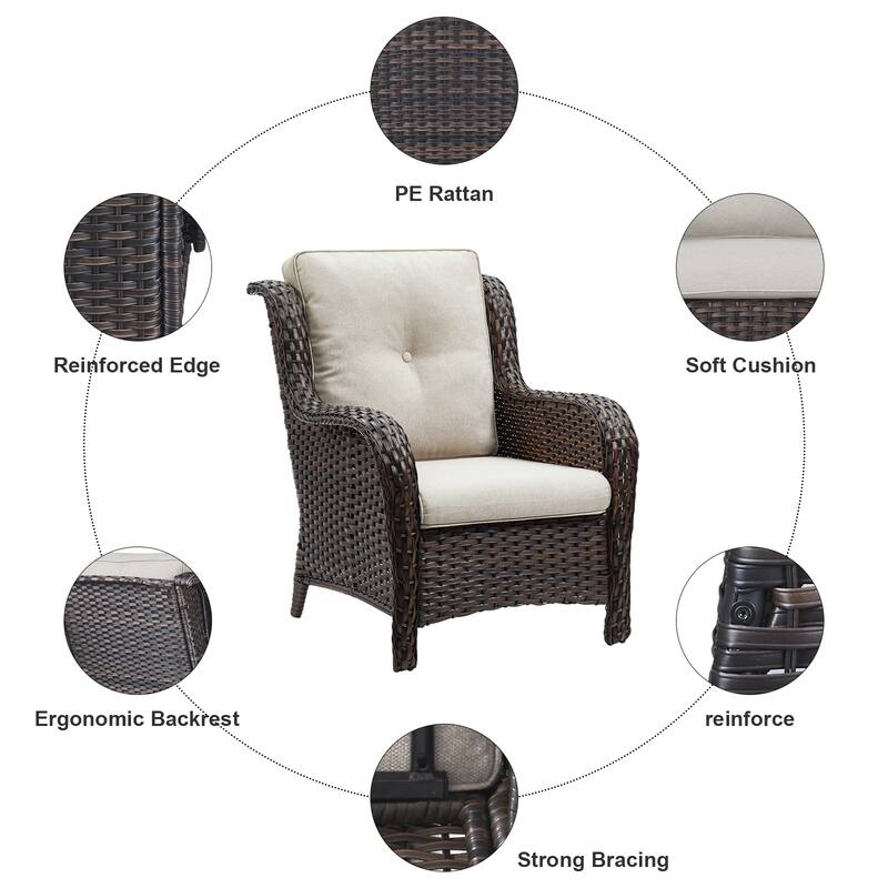 Gymojoy 4-Piece Outdoor Patio Sofa Chair with Coffee Table