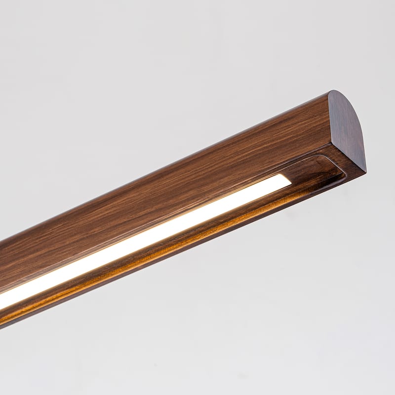 Starsky 1-Light Farmhouse Rustic Wooden Linear Pendant Integrated LED 3000K Kitchen Island Lights