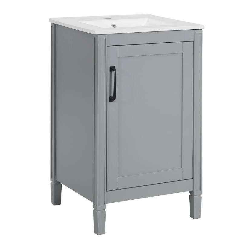 20" Gray Bathroom Vanity with Ceramic Sink