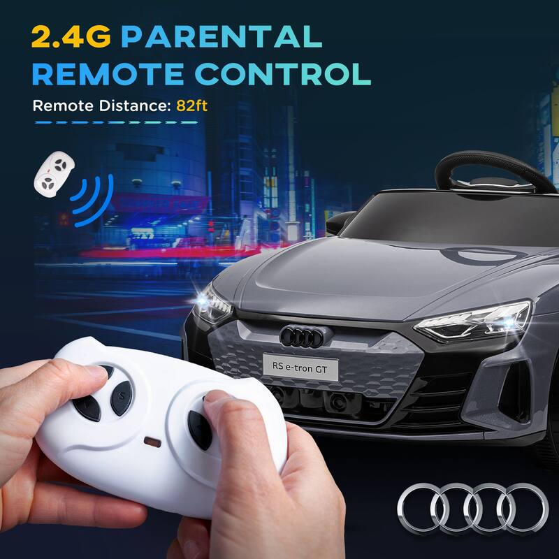12V Licensed Audi RS E-Tron GT Kids Ride-On Car with Remote Control, Music, Lights, and Safety Features