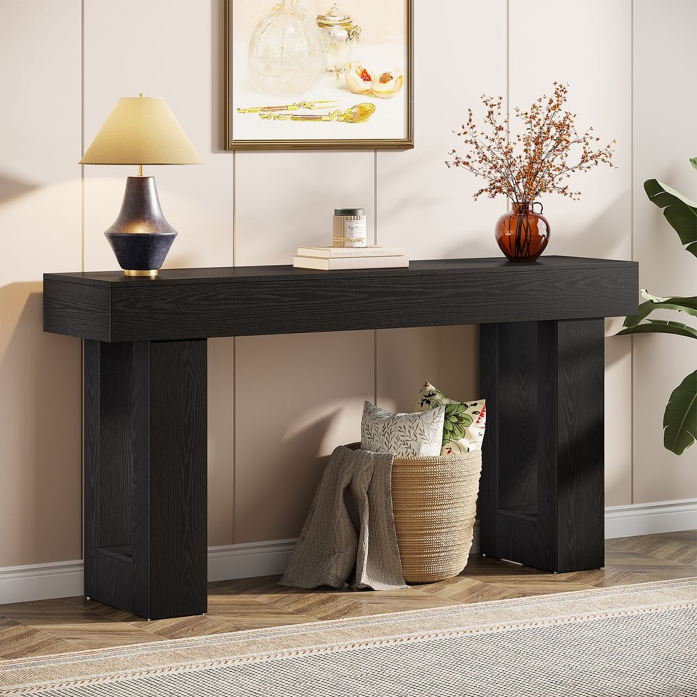 Farmhouse Console Table, 63-Inch Long Narrow Sofa Table Behind The Couch