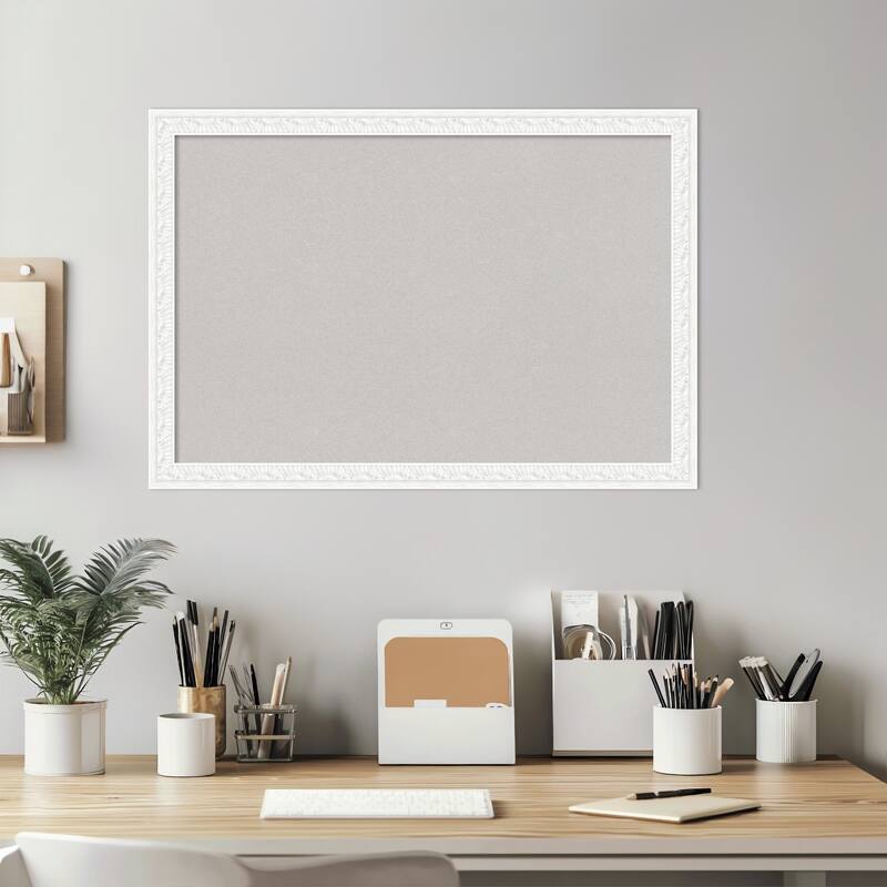 Bethany White Wood Framed Cork Board - Bulletin Board, Organization Board, Pin Board