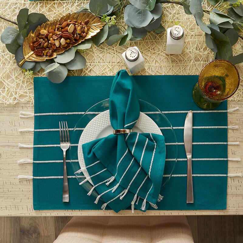 Navy and Off-White Stripe Tassel Napkin (Set of 4)