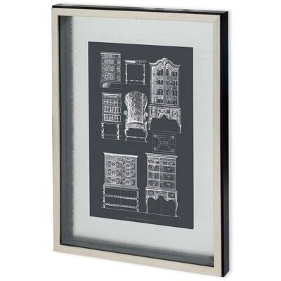 Custom Furniture Blueprint II on Black Framed Art Print
