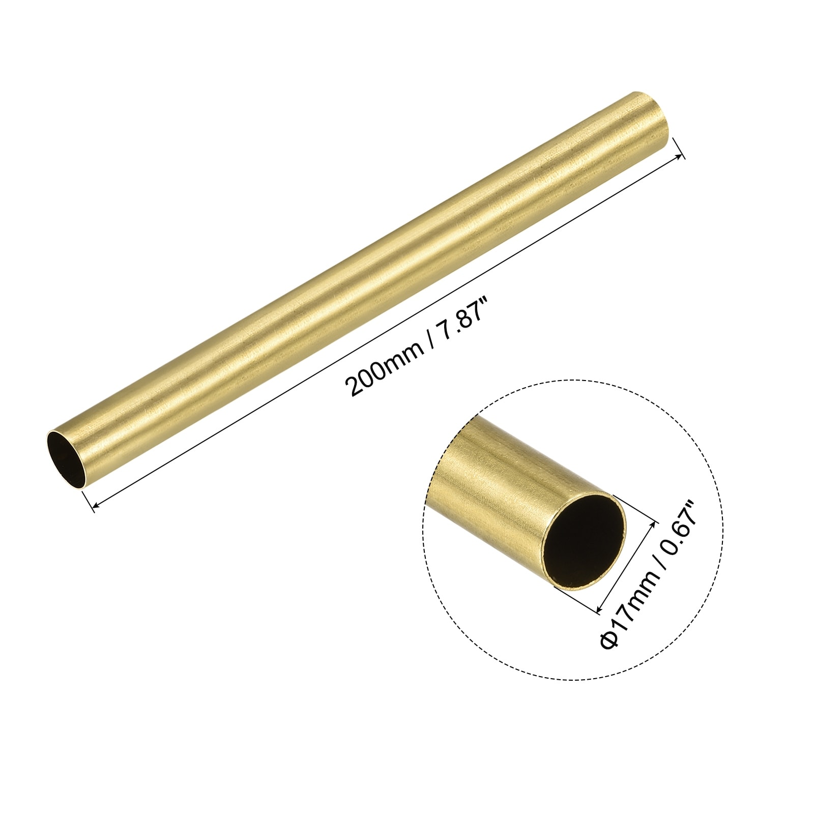 Brass Round Tube 17mm OD 0.5mm Wall Thickness 200mm Length Pipe Tubing -  Brass Tone - Bed Bath & Beyond - 36021068