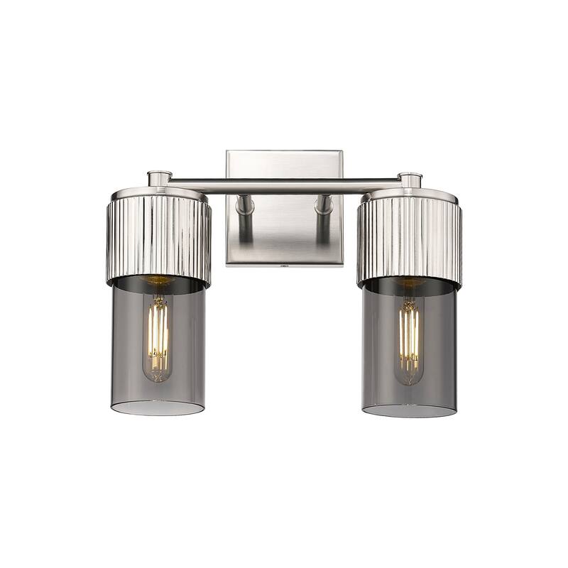 Innovations Lighting Bolivar - 2 Light 7" Wall-Mounted Sconce - Satin Nickel/Light Smoke