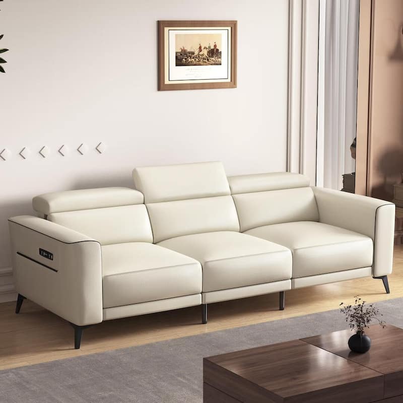 112.5'' Leather Power Reclining Sofa with USB Charging Port