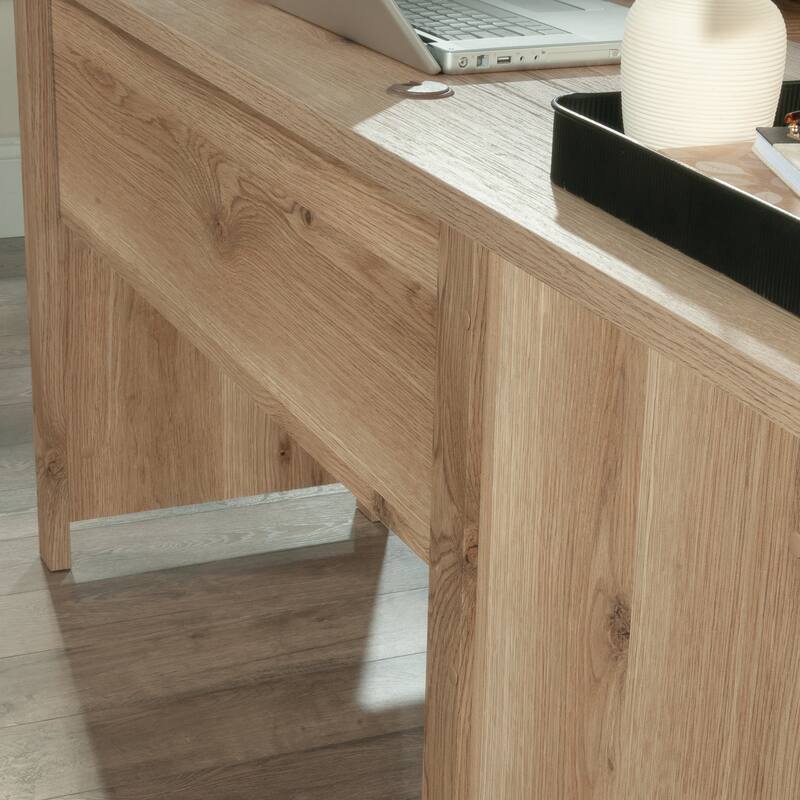Brown Large L-Shaped Desk with File Drawer 65 Inch Long Home Office Workstation