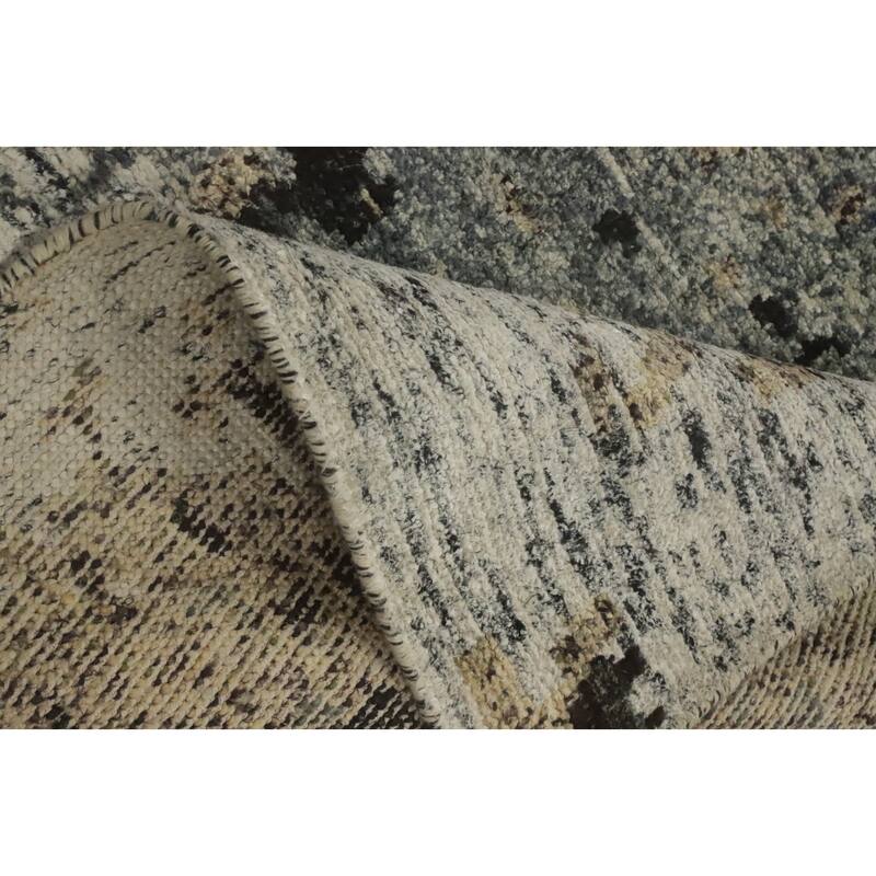 Hand-knotted Modern Wool Grey Abstract Area Rug Oriental Carpet - 7' 11'' X 5' 6''