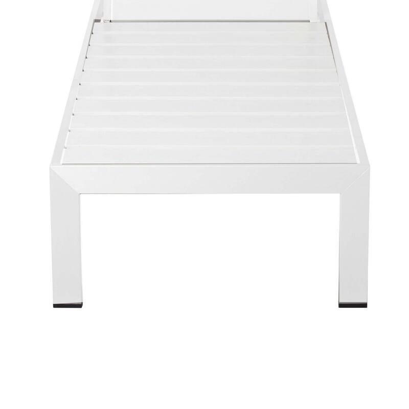 Josh 76 Inch Outdoor Chaise Lounger, White Aluminum Frame, Adjustable